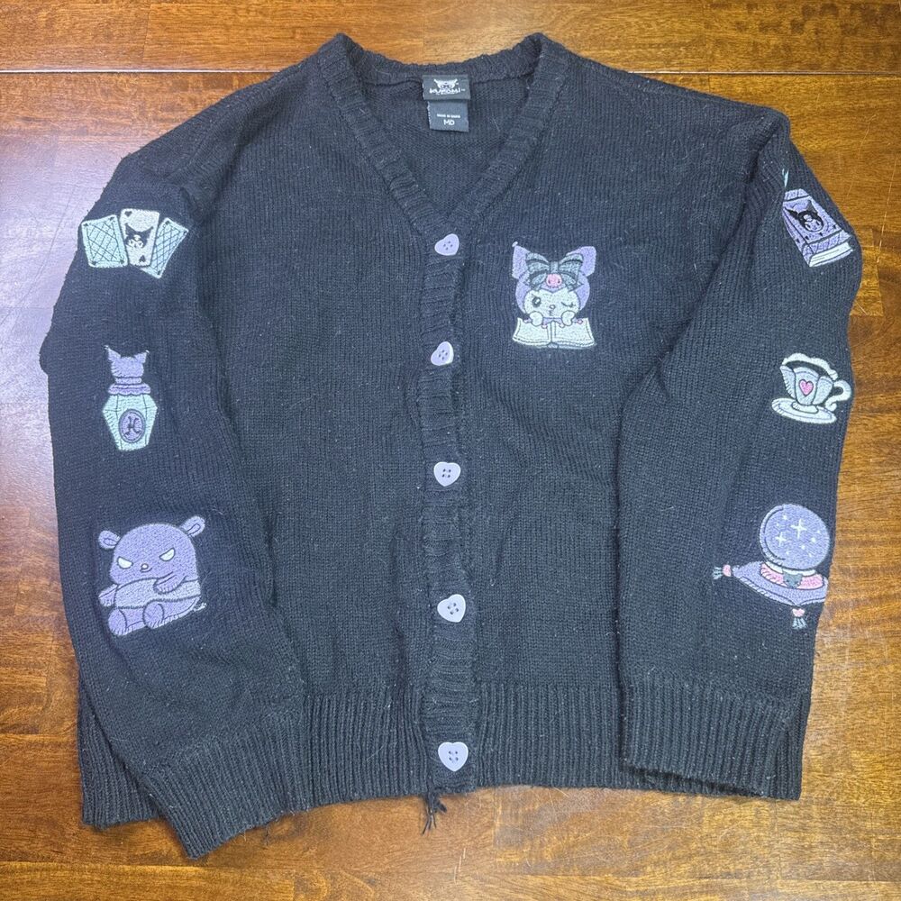 Kuromi Sanrio Cardigan Women’s Sweater Fortune Teller Skimmer Black Medium M